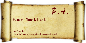 Paor Ametiszt névjegykártya
